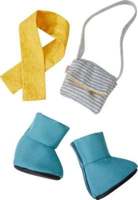HABA 306579 Kleiderset Accessoires, 3-tlg. Puppen-Stiefel, Schal, Umhängetasche, 30 Cm 1 HABA 306579 Kleiderset Accessoires, 3-tlg. Puppen-Stiefel, Schal, Umhängetasche, 30 Cm