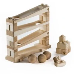 Baumkinder Kugelbahn Holz Ab 1 Jahr Und Stapelturm In Einem Holzspielzeug Vereint - Mini ( 32 Teile)